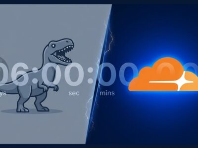 Split-screen showing Deno runtime logo fading and Cloudflare Workers logo dominant, representing Deno team joining Cloudflare
