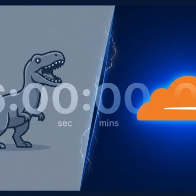 Split-screen showing Deno runtime logo fading and Cloudflare Workers logo dominant, representing Deno team joining Cloudflare
