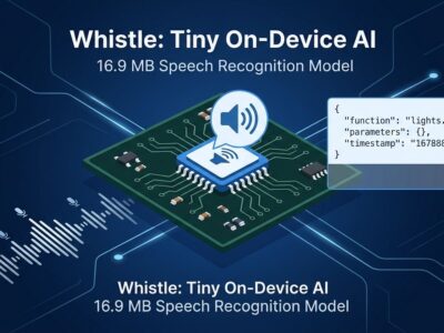 Whistle 16.9 MB speech model chip with audio wave and tool call output