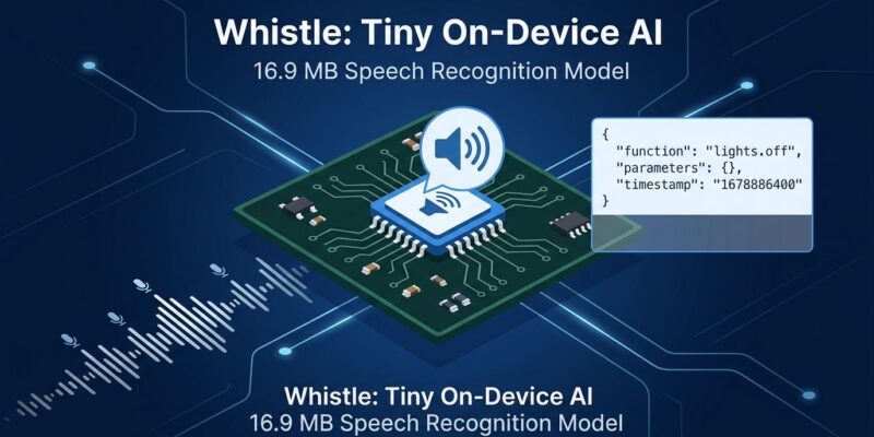 Whistle 16.9 MB speech model chip with audio wave and tool call output