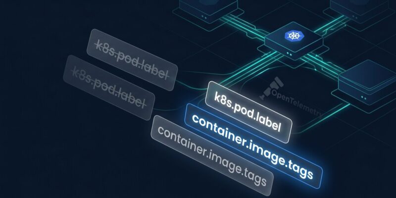 OpenTelemetry Kubernetes Attributes Processor v1.0 migration - attribute names changed