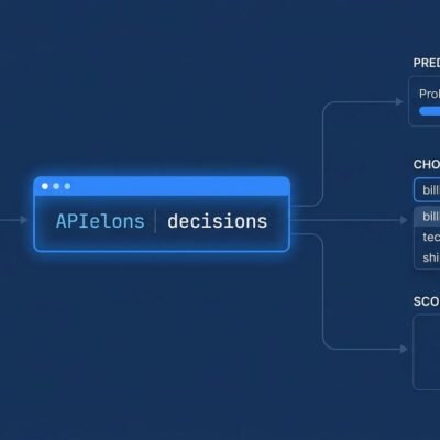 OpenAI Decisions API diagram showing predicate, choice, and score output types