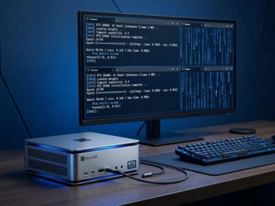 Microsoft Surface RTX Spark Dev Box compact desktop with 128GB unified memory for local AI development