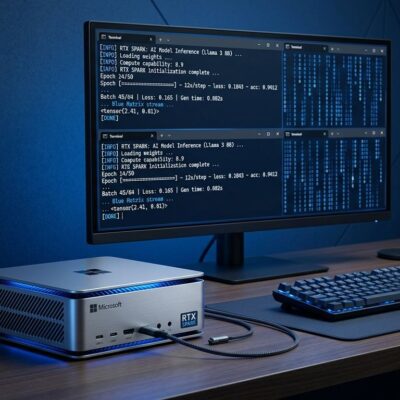 Microsoft Surface RTX Spark Dev Box compact desktop with 128GB unified memory for local AI development