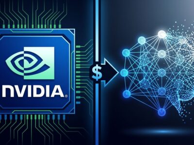 Split-screen diagram showing NVIDIA chip on left and Reflection AI Beam neural network on right, representing NVIDIA acquisition talks
