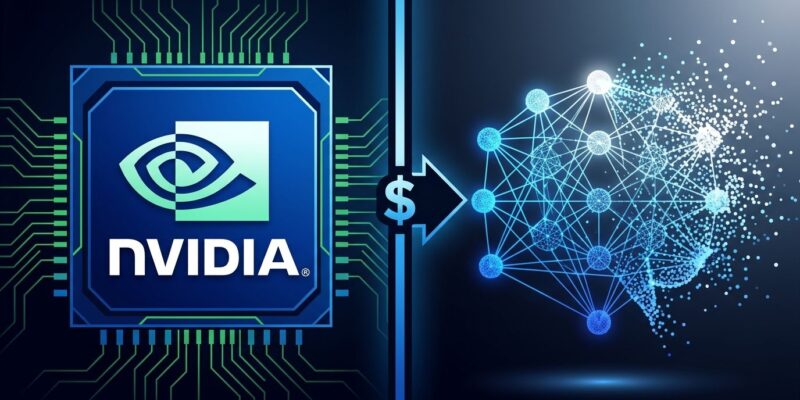 Split-screen diagram showing NVIDIA chip on left and Reflection AI Beam neural network on right, representing NVIDIA acquisition talks
