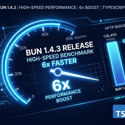 Bun 1.4.3 bun check TypeScript type checker benchmark dashboard showing 3x to 6x speed improvement over tsc