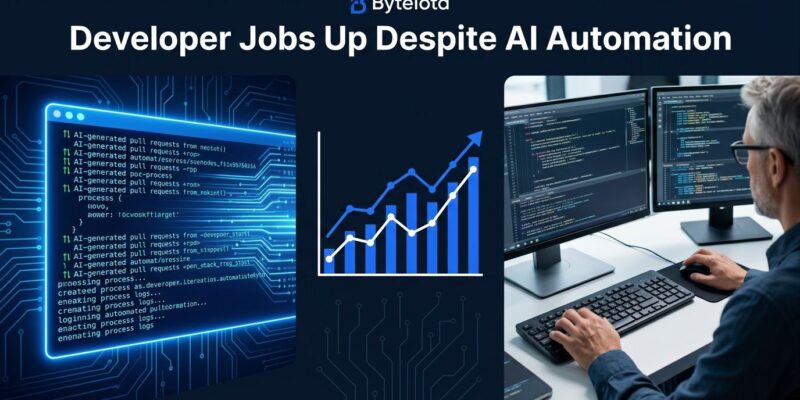 Developer job postings rise despite AI automation - split market visualization