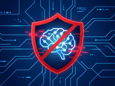 Neural network AI brain with red warning shield symbolizing OpenAI GPT-6.1 Astra safety failure and cancellation
