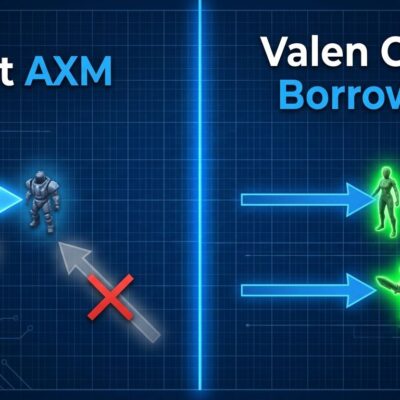 Split-screen comparing Rust AXM single mutable reference rule versus Valen group borrowing allowing two mutable references simultaneously