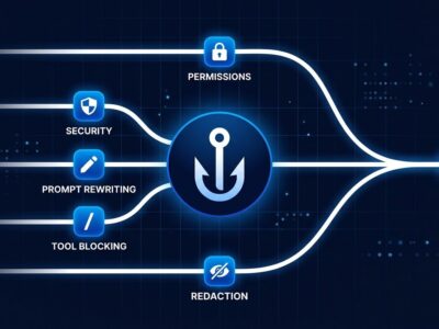 TypeScript event hooks intercepting an AI agent's pipeline — the Claude Code Mods architecture