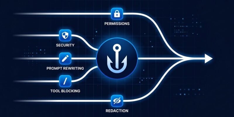 TypeScript event hooks intercepting an AI agent's pipeline — the Claude Code Mods architecture