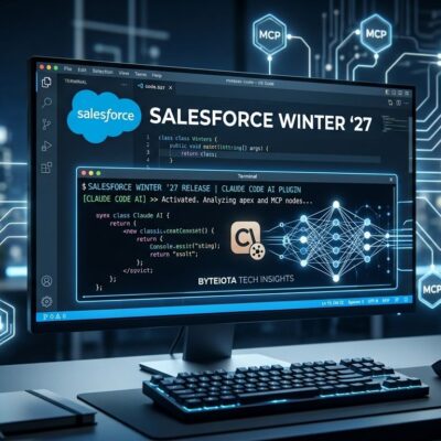 Salesforce Winter 27 developer workspace showing Claude Code plugin and MCP server connections
