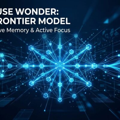 Meta Muse Wonder frontier AI model visualization - neural network with blue branding