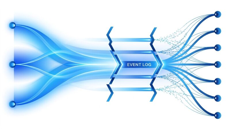 Abstract gradient data streams flowing through serverless edge nodes representing Cloudflare K2 event streaming architecture