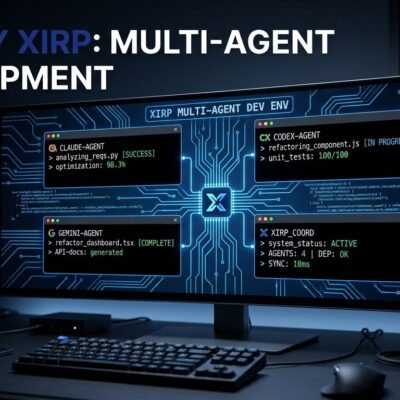 Spotify Xirp multi-agent development environment showing Claude Code, Codex, and Gemini CLI sessions in a grid view