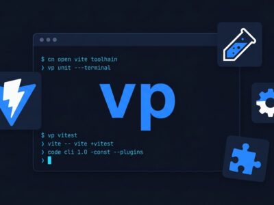 Terminal interface showing vp CLI commands for Vite+ 1.0 JavaScript toolchain