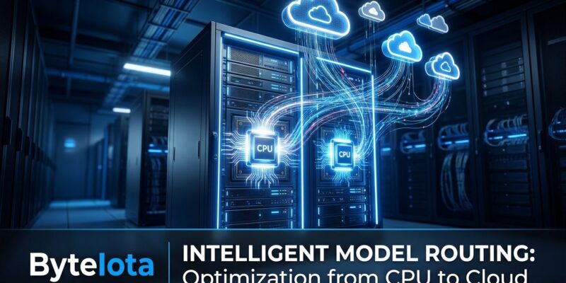 AMD Helion server rack with CPU nodes and model routing between frontier and local AI models