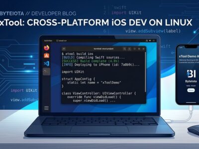 xtool cross-platform iOS development tool running on Linux with a connected iPhone