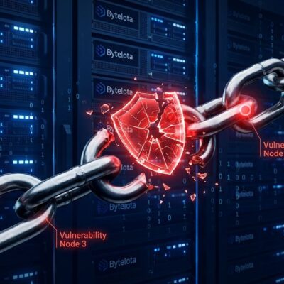 Three chained vulnerability nodes breaking a security shield — Ivanti Connect Secure CVE-2026-104935 zero-day exploit chain illustration