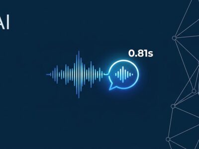 Grok Voice 3.0 speech-to-speech model showing audio waveform and MCP network connections on dark blue background