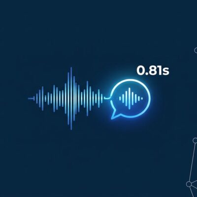 Grok Voice 3.0 speech-to-speech model showing audio waveform and MCP network connections on dark blue background