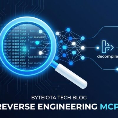 REA MCP server interface showing AI agent analyzing binary code with Ghidra integration and circuit board visualization