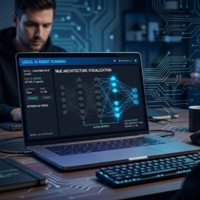 Liquid AI LFM2.5-24B-A2B sparse MoE model running on a laptop for local AI agents