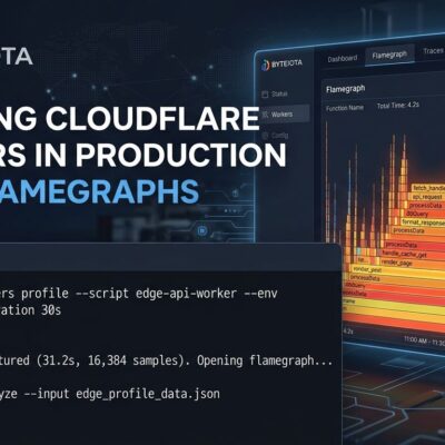 Cloudflare Workers dashboard showing an interactive flamegraph for on-demand CPU and memory profiling in production