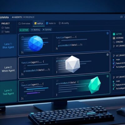 JetBrains Air EAP showing multiple AI coding agents running in parallel inside an IDE with a dark blue dashboard interface