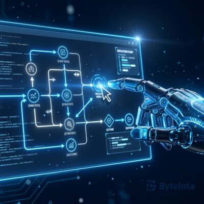 Robotic hand interacting with holographic computer interface representing OpenAI Agents API computer use feature