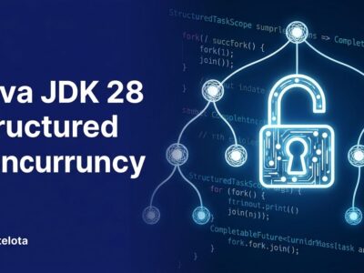 Java JDK 28 structured concurrency thread hierarchy diagram with StructuredTaskScope nodes in blue and white