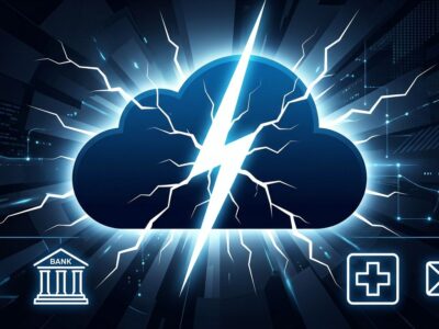 Cracked cloud icon representing the Google Cloud europe-west2 outage that froze UK banks and NHS services