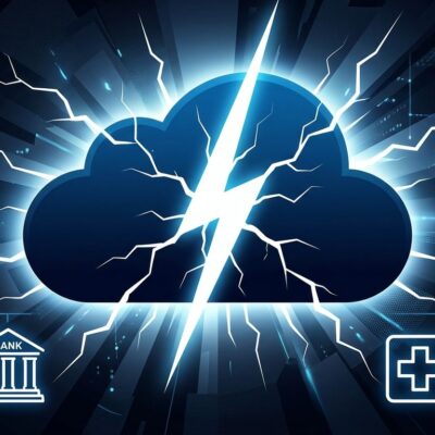 Cracked cloud icon representing the Google Cloud europe-west2 outage that froze UK banks and NHS services