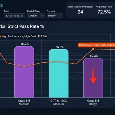 Bar chart comparing AI coding model benchmark scores and costs on SlopCodeBench October 2026