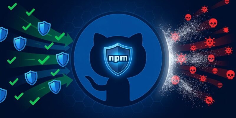 GitHub Package Firewall blocking malicious npm packages with shield protection and security controls