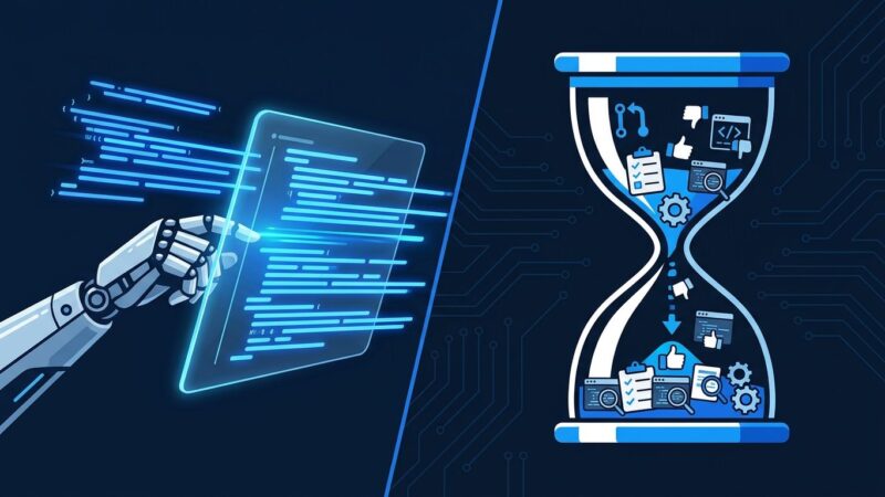 Chart showing AI coding agents increase code volume 30% but shipped software stays flat