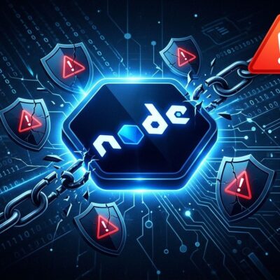 Node.js security vulnerability alert showing three HIGH severity CVEs affecting 22.x 24.x and 26.x release lines