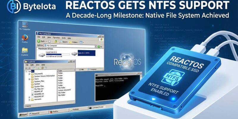 ReactOS open-source Windows clone now supports NTFS partition installation