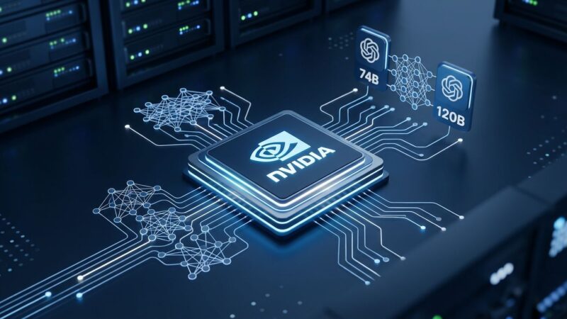 NVIDIA Nemotron 3.5 GPU chip with glowing blue neural network connections representing local AI agent deployment