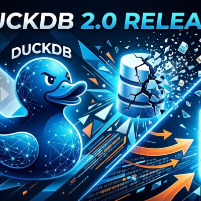 DuckDB 2.0 LTS release illustration showing database migration with duck mascot and storage format change