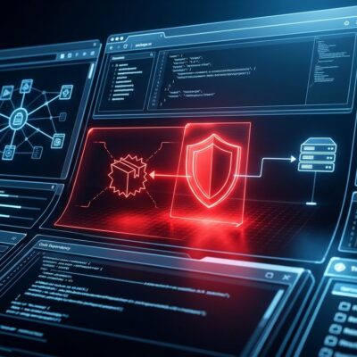 A repository firewall interface blocking malicious packages pulled by AI agents, illustrating Nexus Repository Pro+ supply chain security