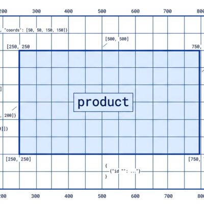 FLUX 3 Image bounding box coordinate grid showing JSON layout elements for AI agent image generation