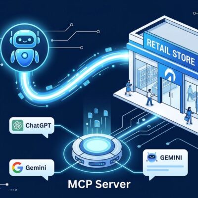 AI agents connected to Walmart via MCP server protocol diagram