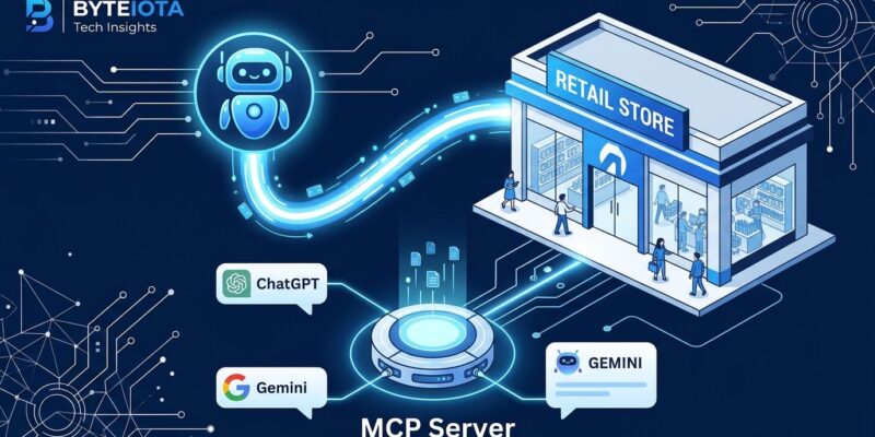 AI agents connected to Walmart via MCP server protocol diagram