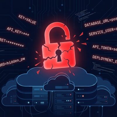 Zeabur security breach featured image - broken padlock over cloud server with leaked environment variables