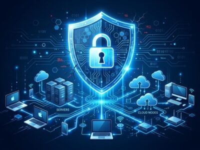 Digital shield protecting a network of AI agents and developer machines — Solo.io Agentshield and Agentdesktop governance tools