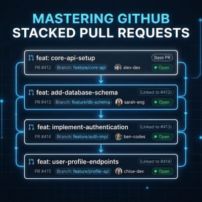 GitHub stacked pull requests generally available — chain of linked PR cards