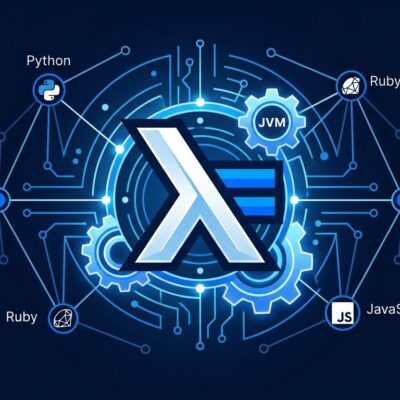 Turbo Haskell Compiler: Haskell lambda symbol with JVM gears representing GraalVM polyglot runtime