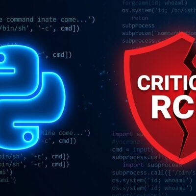 Python Pillow library critical RCE vulnerability CVE-2026-112900 warning shield on dark blue background